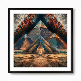 Vibrant Egyptian Pyramid Mosaic Painting Art Print