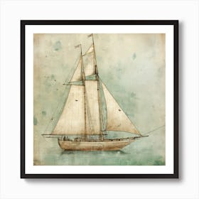 Vintage Sailboat 4 Affiche