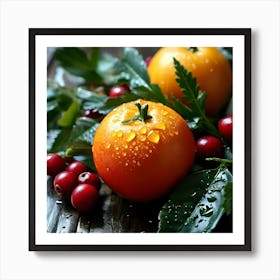 Oranges And Cranberries Art Print