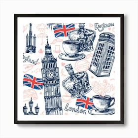 London Seamless Pattern Poster