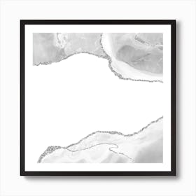 White & Silver Agate Texture 09 Art Print