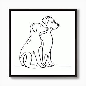 Two Dogs Sitting Art Print