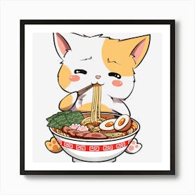 Trending Kawaii Neko Ramen Cute Ramen Cat Japanese Art Print