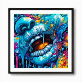 Blue mouth Art Print