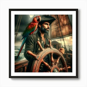 Pirate With Parrot Art Print