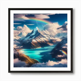 Rainbow Over Lake 1 Art Print