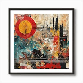 Abstract Cityscape, Hand Painted ART Elements Digital Prints And Textured Paper Art Print