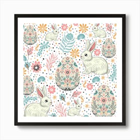 Easter Bunny Seamless Pattern Art Print