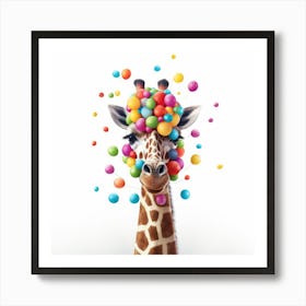 Giraffe With Balloons 5 Art Print