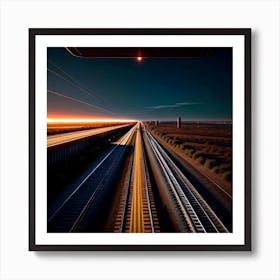 Train Tracks At Dusk Art Print