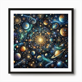 Planets And Stars Art Print