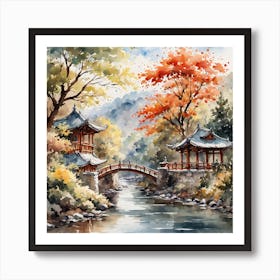 Asian Watercolor Painting Art Print