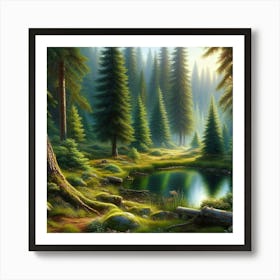 Lake In The Forest 5 Art Print