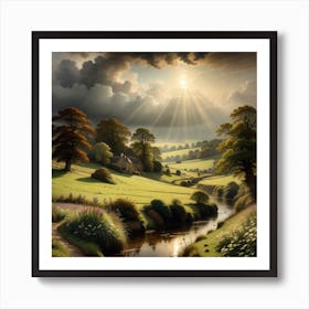 Sunrise Over A Valley Art Print