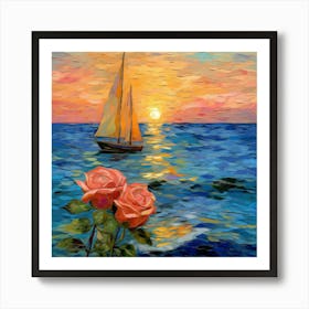 Sunset Roses Art Print