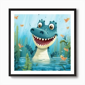 Alligator In The Water Art Print