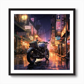 Asian City Night Art Print