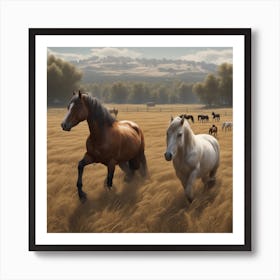 Horses In A Field 31 Art Print