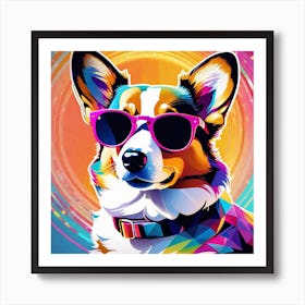 Corgi In Sunglasses 26 Art Print