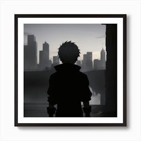 Silhouette Of A Boy Art Print
