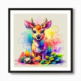 Watercolor Deer Art Print