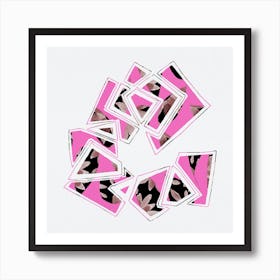 Curved Shape Pink Floral Abstract Art Print