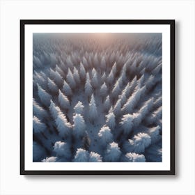 Aerial View Of Snowy Forest 6 Art Print