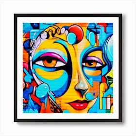 Street Art,Beautiful cubism graffiti Art Print