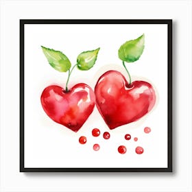 Two Hearts With Leaves Art Print