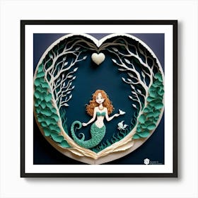 Mermaid In A Heart 1 Art Print