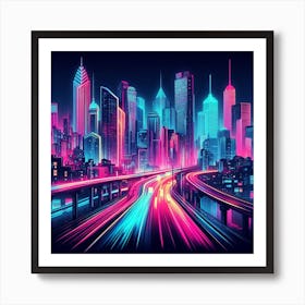 Neon Cityscape 3 Art Print