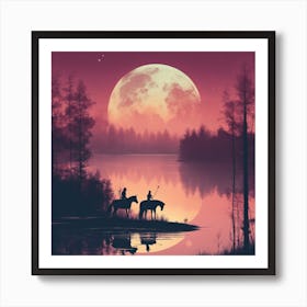 Moonlight Over The Water Art Print