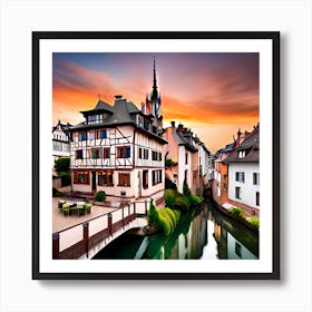 Sunset In The Old Town Art Print