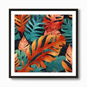 Aesthetic style, Abstraction with tropical leaf 16 Art Print