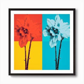 Andy Warhol Style Pop Art Flowers Daffodil 1 Square Art Print