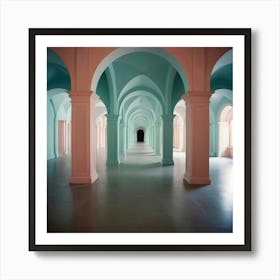 Pink And Blue Hallway 3 Art Print