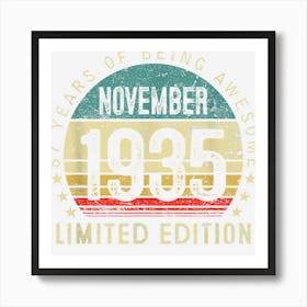 87 Year Old Gifts Vintage November 1935 87th Birthday Men Art Print