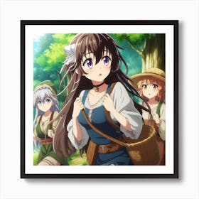Anime Girls Camping Adventure Art Print