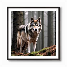 Wolf In The Forest 37 Art Print