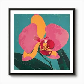 Orchid 2 Square Flower Illustration Art Print