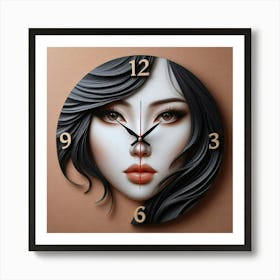 Asian Face Wall Clock Art Print