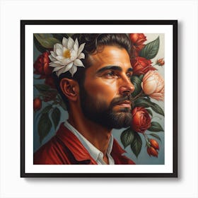 Enchanting Realism, Paint a captivating portrait of man 3, that showcases the subject's unique personality and charm. Generated with AI, Art Style_V4 Creative, Negative Promt: no unpopular themes or styles, CFG Scale_13, Step Scale_50. Art Print