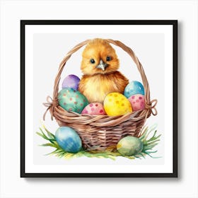 Easter Chick In Basket 9 Art Print