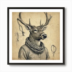 Deer With Antlers 2 Art Print