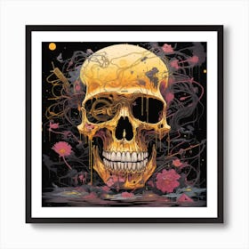 Skull With Flowers Art Print