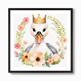 Floral Baby Swan Nursery Illustration (30) Art Print