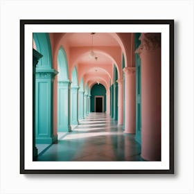 Pink Hallway - Hallway Stock Videos & Royalty-Free Footage 5 Art Print