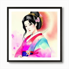 Cherry Blossoms and Grace: The Timeless Geisha Art Print