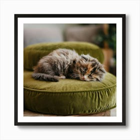 A Photo Of A Calico Kitten With Messy Fluffy Fur Art Print