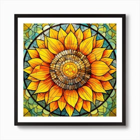 Sunflower Stained Glass Art Print